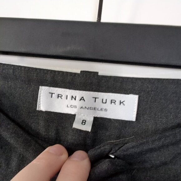 Trina Turk USA Preppy Wide Leg Pleated Business Career Feminine Grey Trousers 8 - Picture 7 of 8